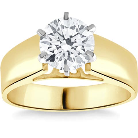 2Ct Round Moissanite Solitaire Engagement Ring Gold
