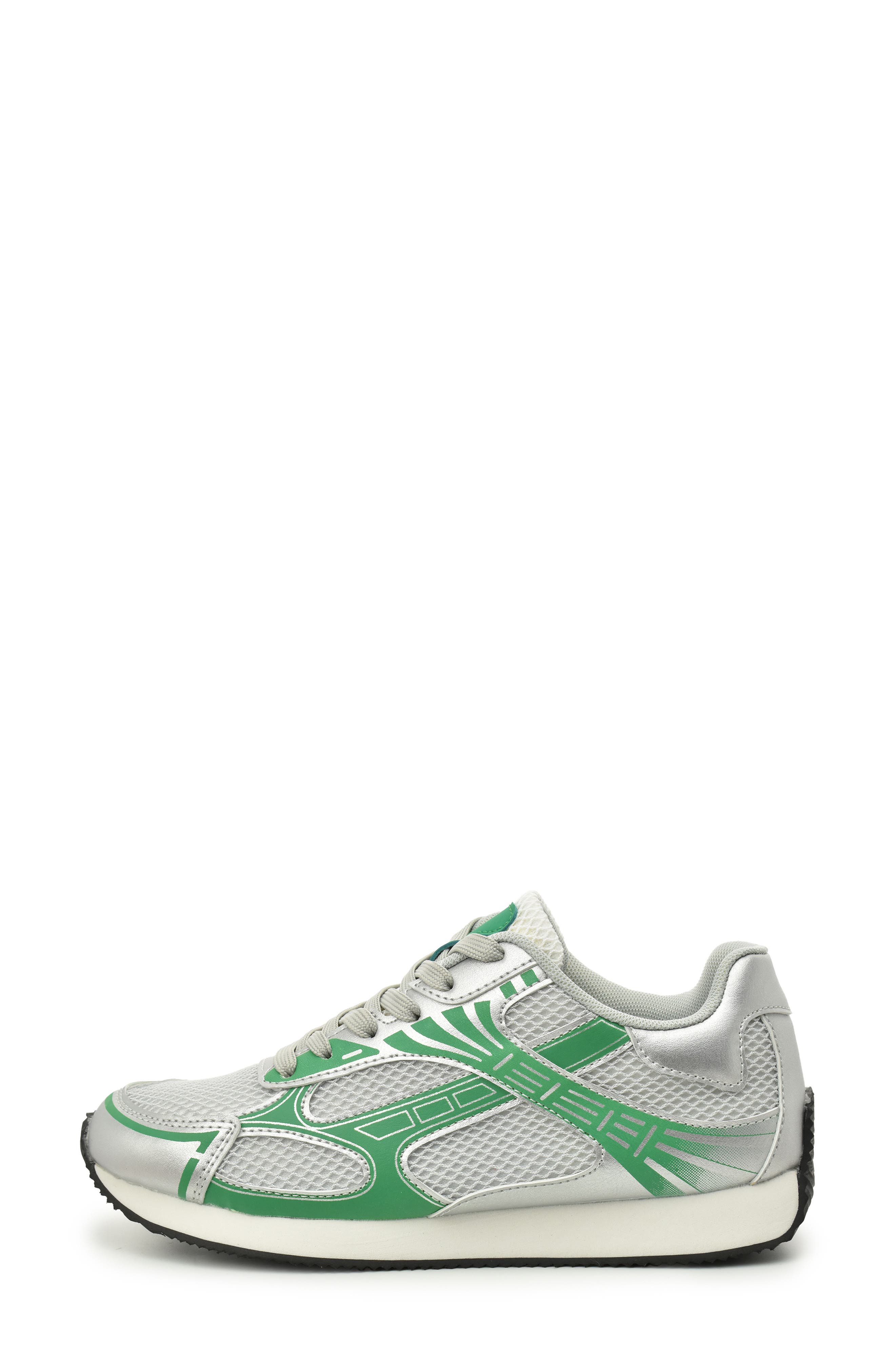 Nicole Miller Metallic Mesh Sneaker, Alternate, color, Silver Green