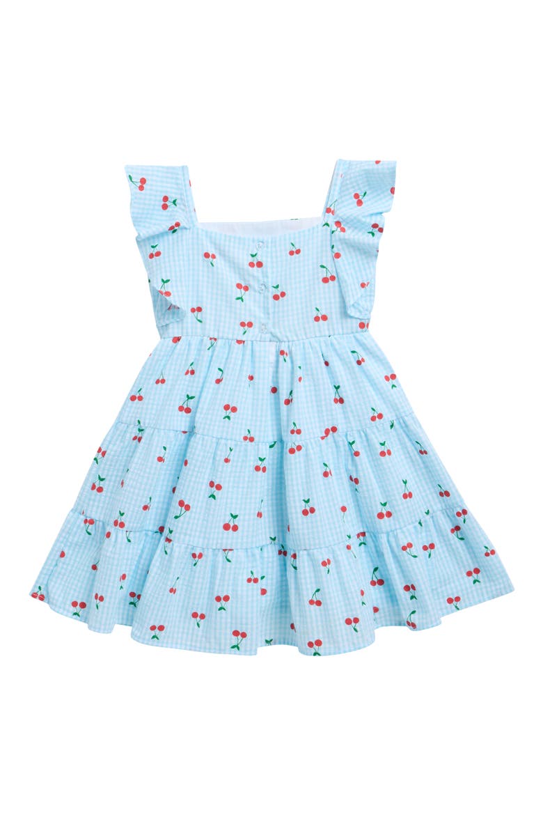 Kids' Cherry Dress & Hat Set, Alternate, color, LIGHT TURQUOISE
