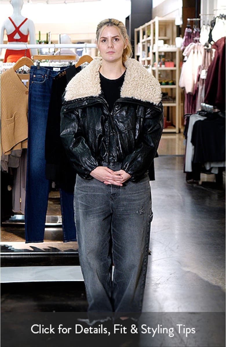 Faux Leather Jacket with Faux Shearling Collar, sales video thumbnail