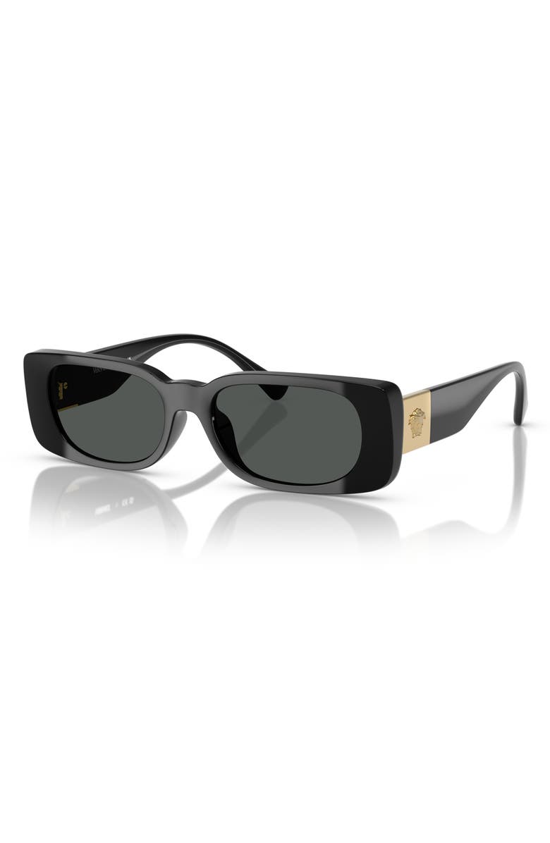Versace Kids' 47mm Rectangular Sunglasses, Alternate, color, Black / Dark Grey