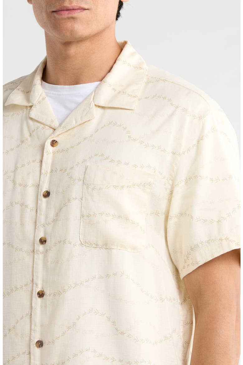 Bunker Slub Print Camp Shirt, Alternate, color, WHITECAP/ BLACK SWALLOWS