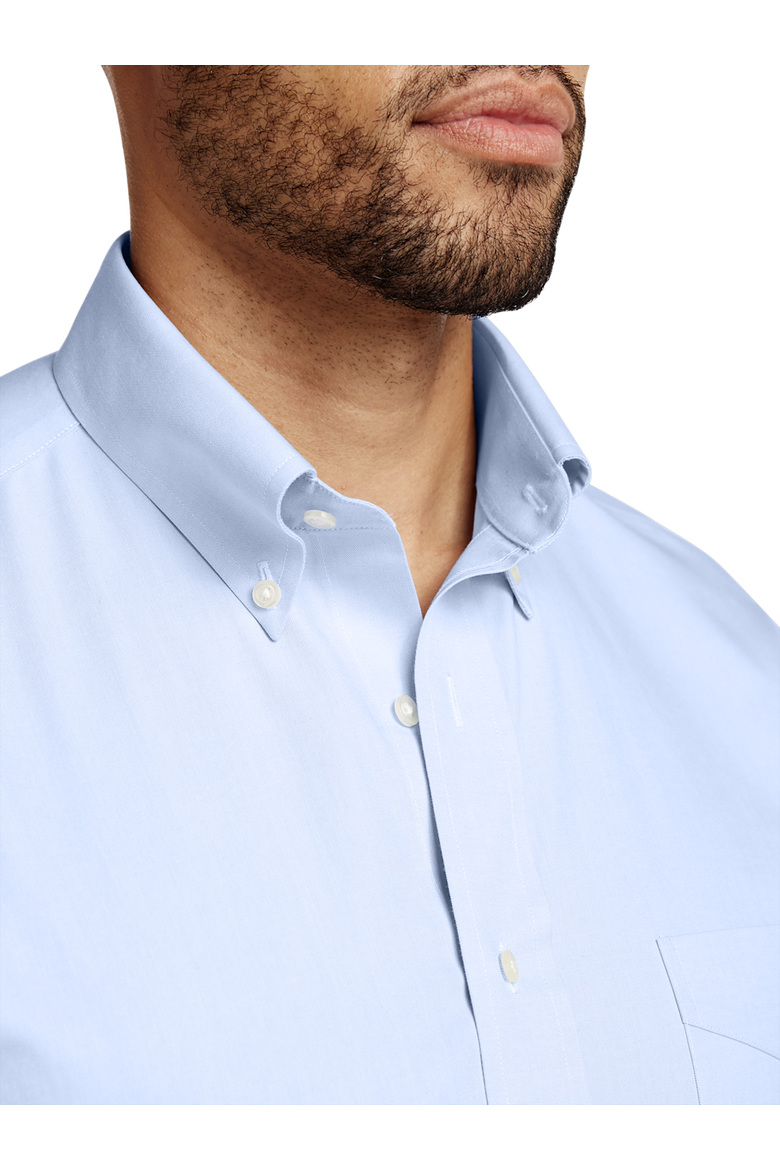 Slim Fit Non-iron Cotton Pinpoint Solid Button Down Collar Dress Shirt, Alternate, color, Blue
