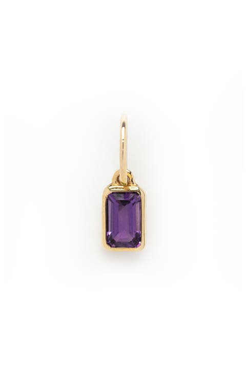 Solid 9K Gold & Baguette Cut Birthstone Charm