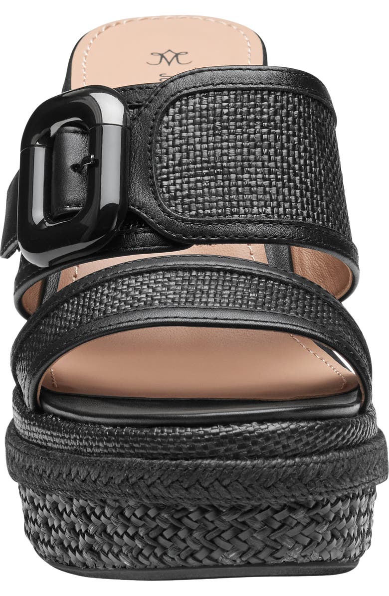 Johnston & Murphy Addison Buckle Platform Wedge Slide Sandal, Alternate, color, Black Raffia/Nappa Leather