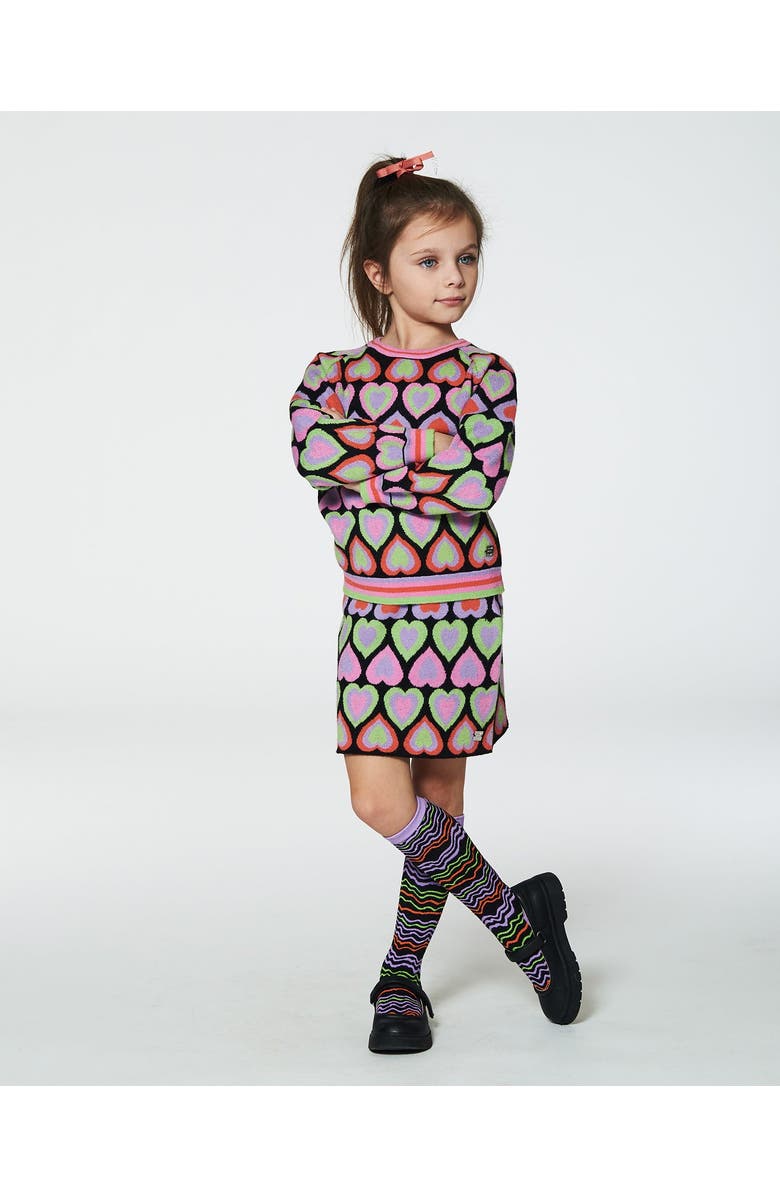 Deux par Deux Girl's Jacquard Hearts Sweater Multicolor, Alternate, color, 