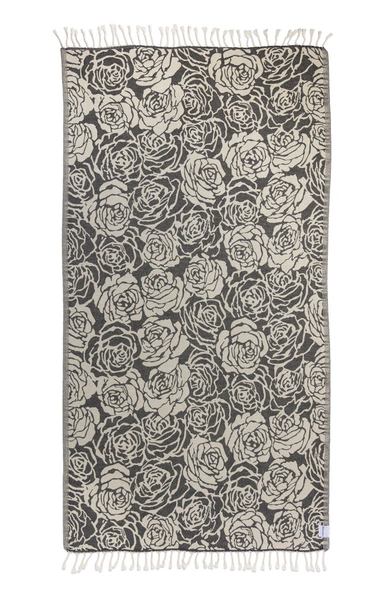 InfuseZen Rose Sand Resistant Organic Turkish Towel, Main, color, Black