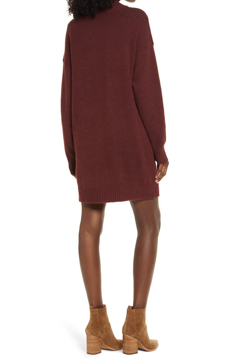 Easy Crewneck Long Sleeve Sweater Dress, Alternate, color, BURGUNDY PORT