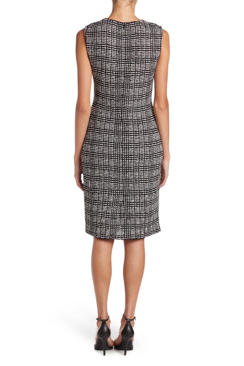 Grid Textured Knit Sheath Dress, Alternate, color, BLACK/ ECRU