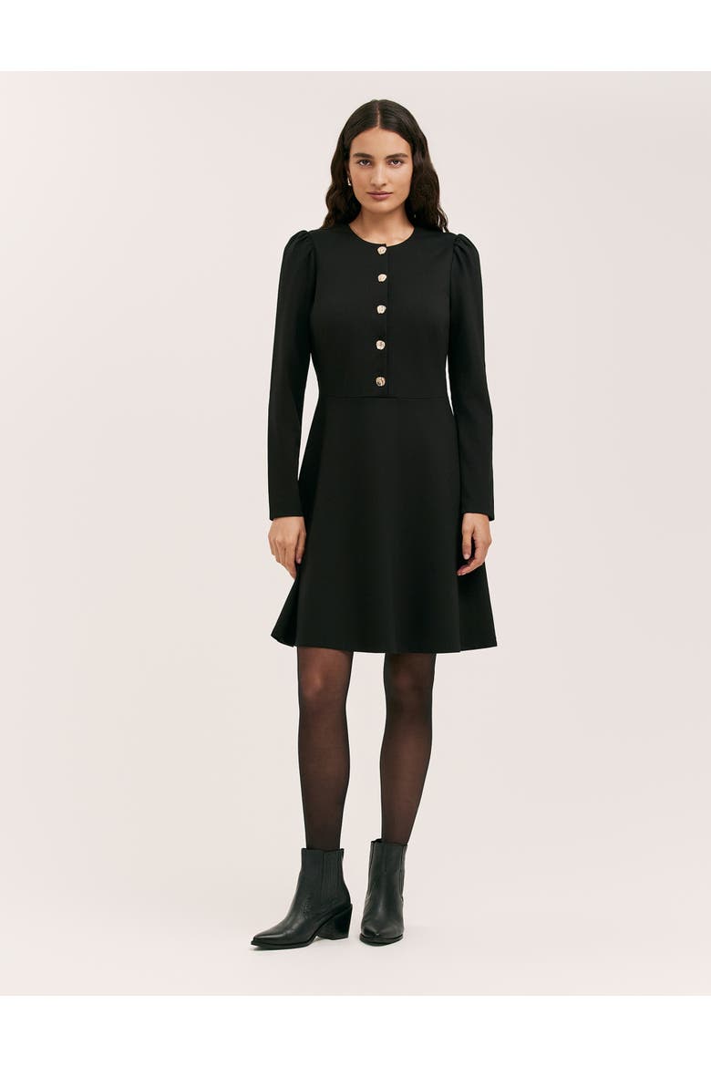 Rae Ponte Jersey Buttoned Dress, Main, color, Black