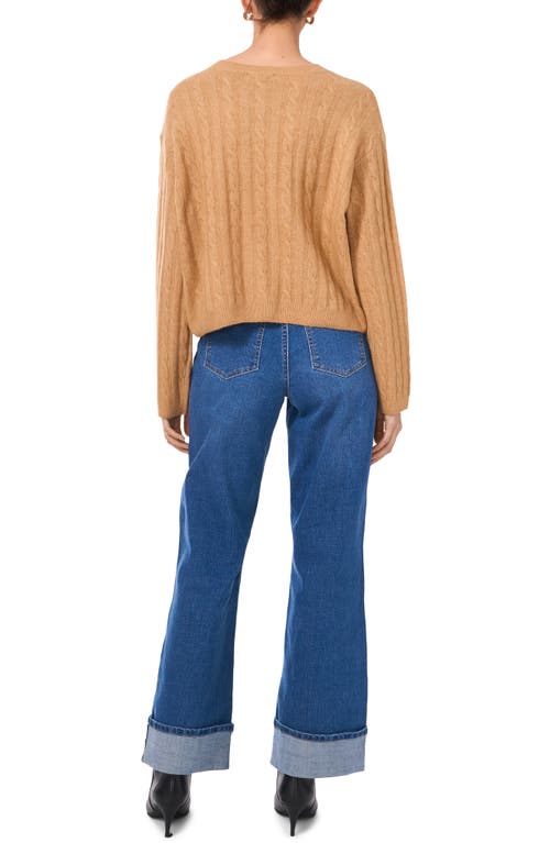 1.state Mixed Stitch Crewneck Sweater In Wild Oak
