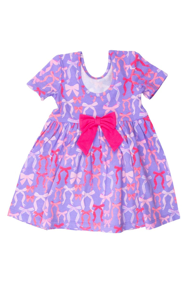 Knit Short Sleeve Twirl Dress, Alternate, color, Rosy Ribbons