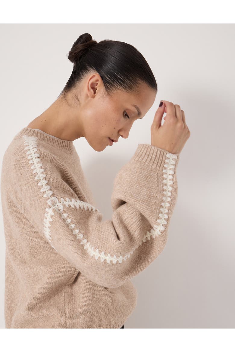 Whitney Whipstitch Knitted Sweater, Alternate, color, Stone White