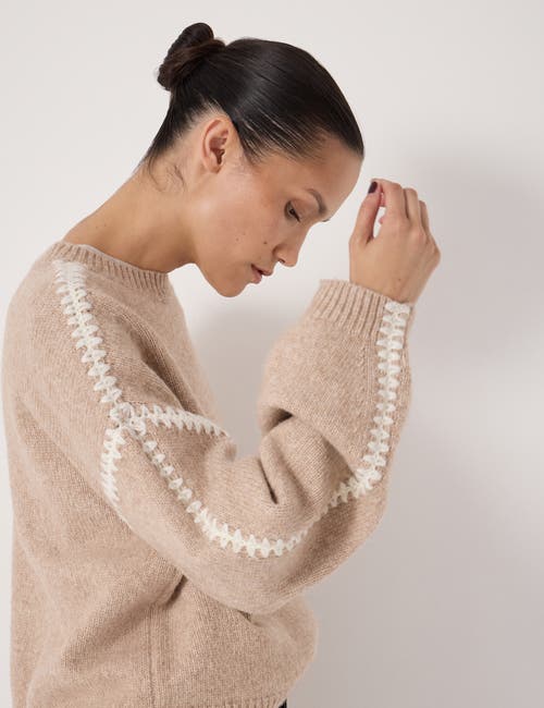 Hush Whitney Whipstitch Knitted Sweater In Neutral