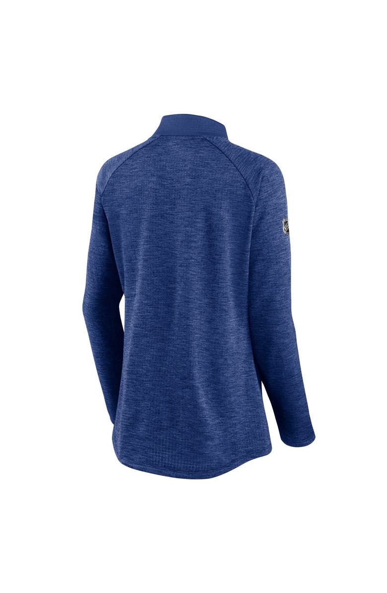 FANATICS Women's Fanatics Branded Blue/Heathered Blue Tampa Bay Lightning Logo Authentic Pro Travel & Training Raglan Quarter-Zip Jacket, Alternate, color, 