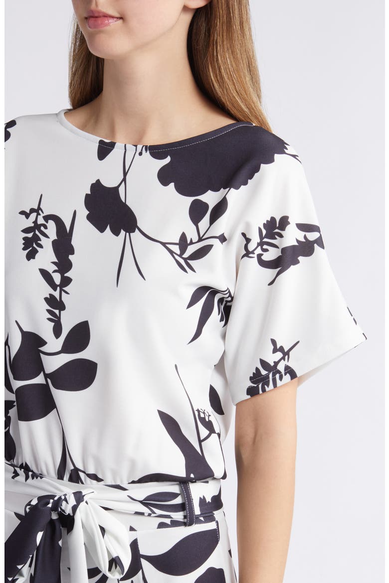 Lindsey Floral Tie Waist Jumpsuit, Alternate, color, WHITE/BLACK FLORAL