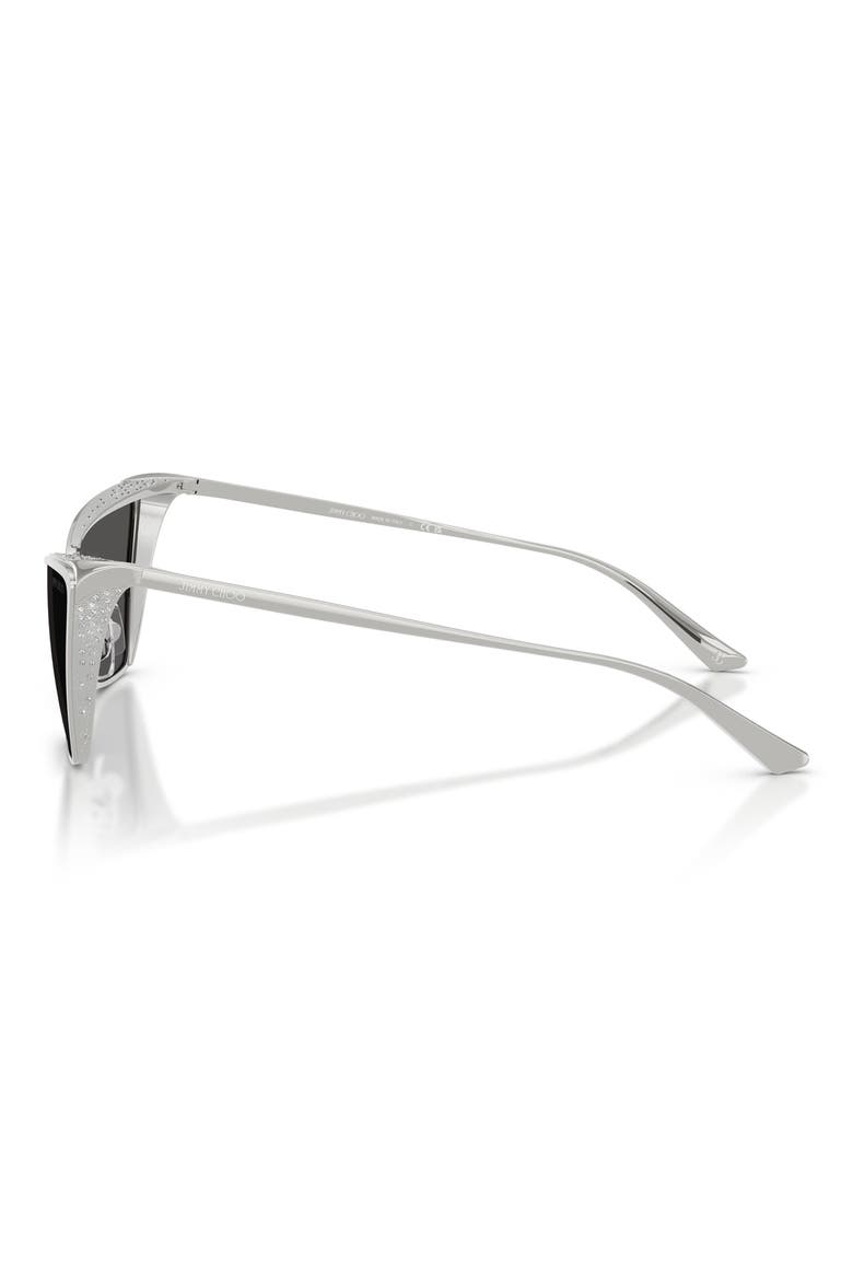 58mm Cat Eye Sunglasses, Alternate, color, SILVER/ DARK GREY