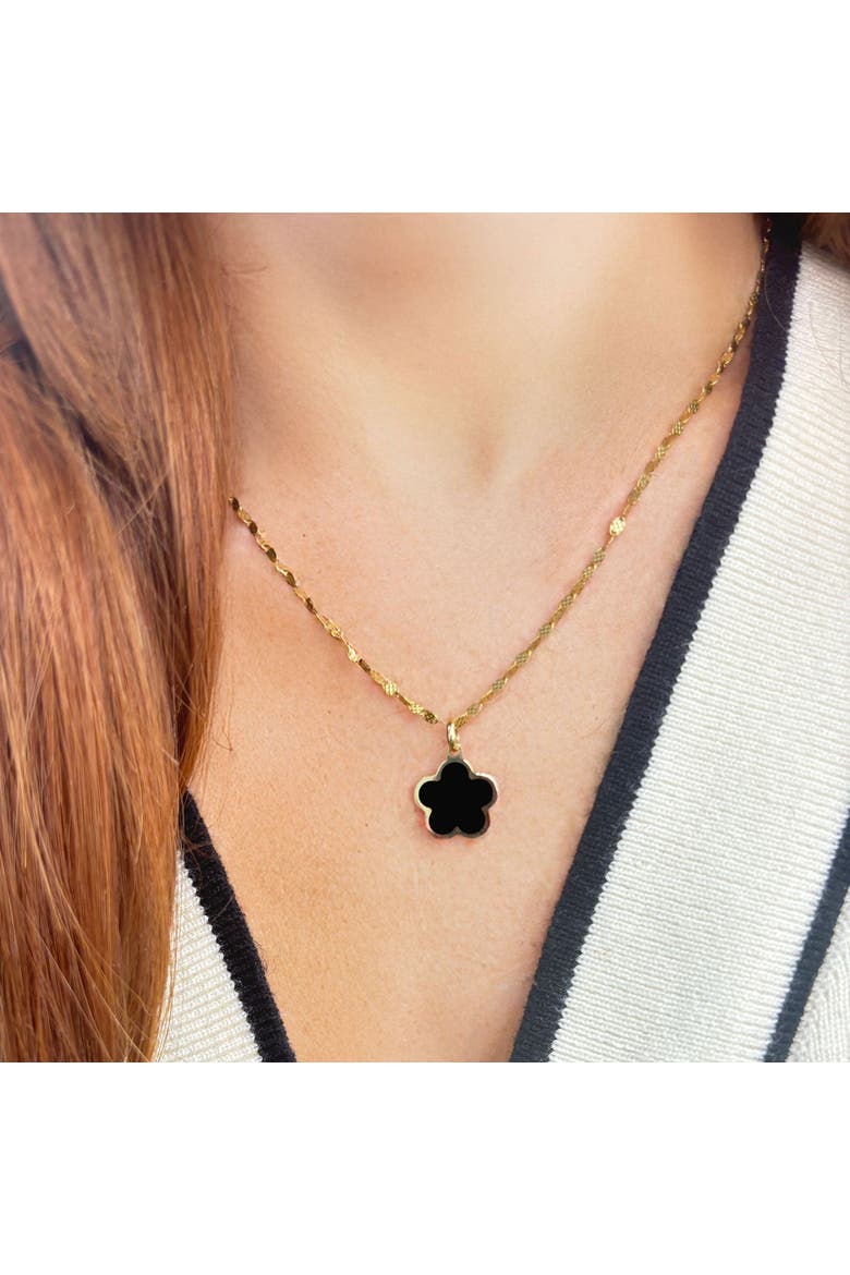 Onyx Flower Charm, Alternate, color, Onyx