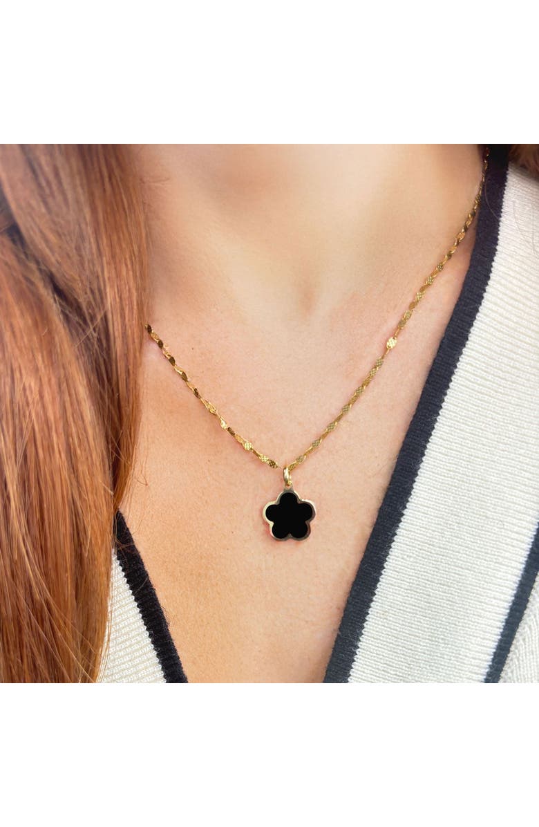 The Lovery Fine Jewelry Onyx Flower Charm, Alternate, color, Onyx