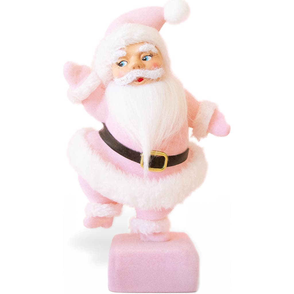 Sunshine Studios Retro Flocked Dancing Santa Holiday Decor In Pink