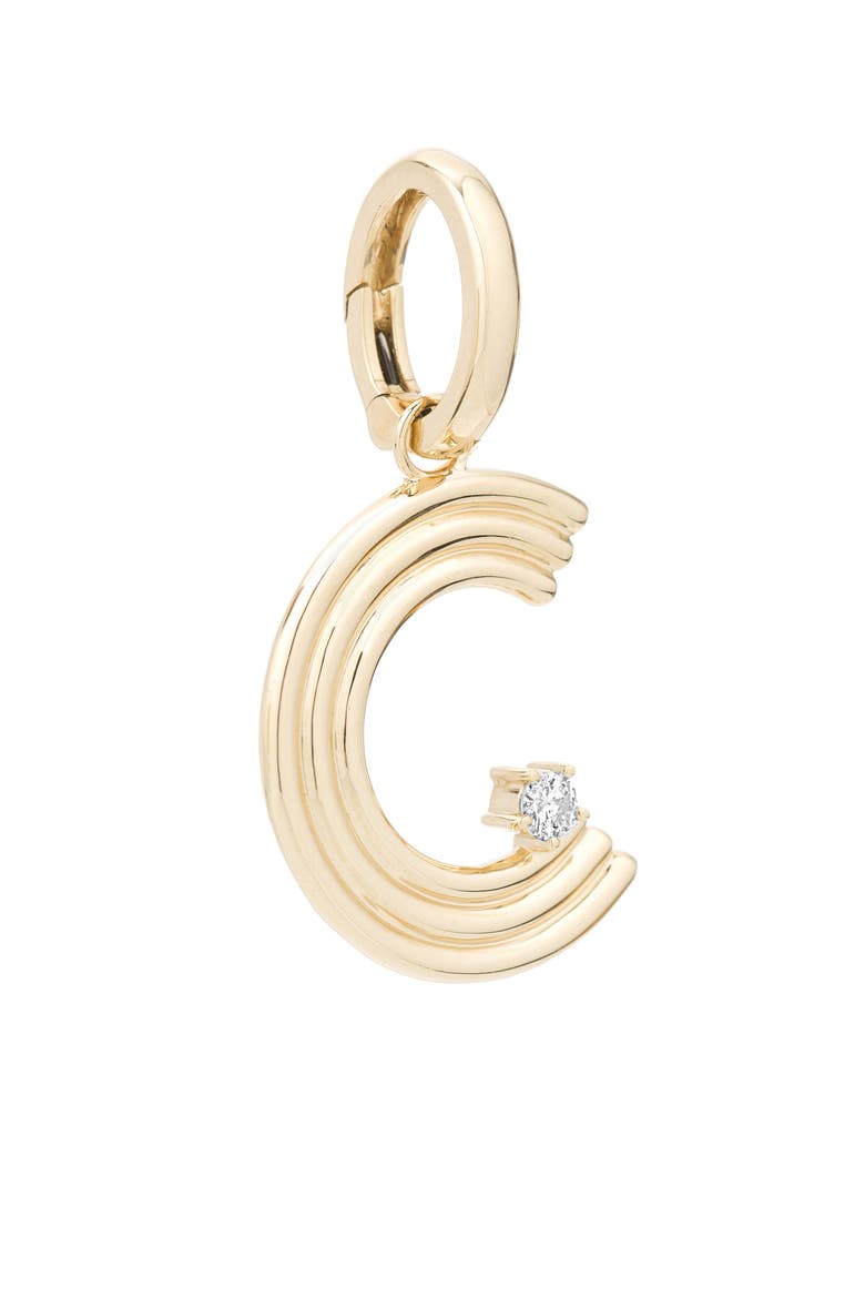 Groovy Initial Diamond Pendant Charm, Alternate, color, YELLOW GOLD - C