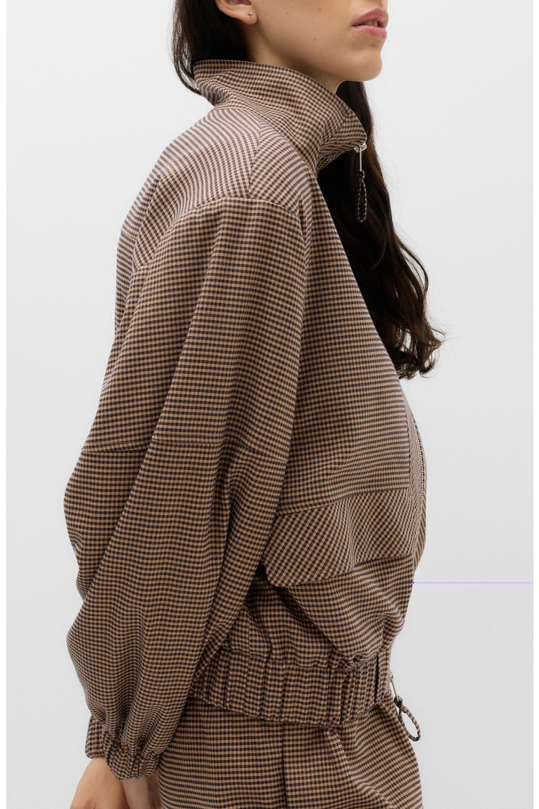 Check Stand Collar Jacket, Alternate, color, BROWN MIX