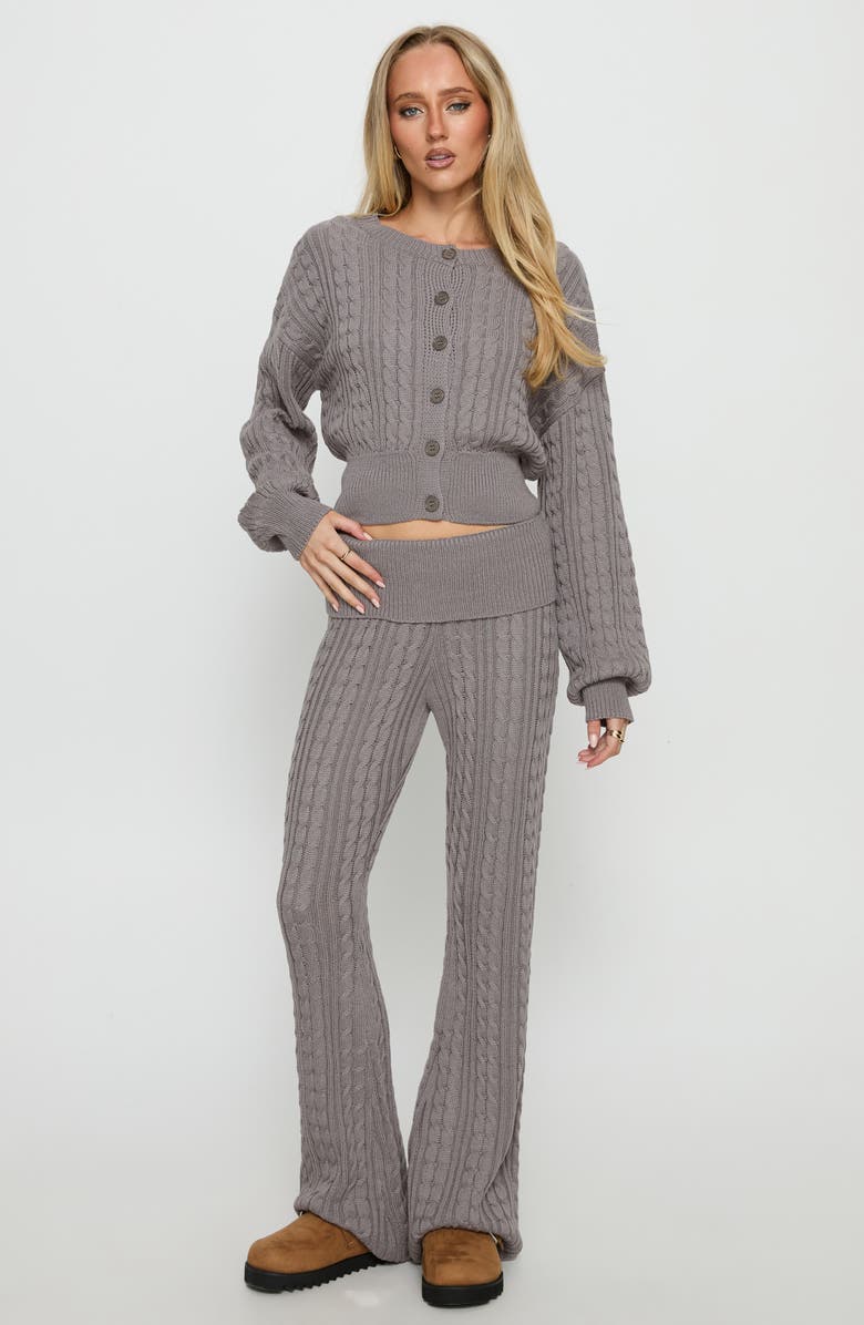 Princess Polly Baleigh Cable Stitch Cardigan, Alternate, color, Grey