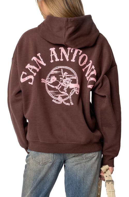 Edikted San Antonio Graphic Hoodie In Brown