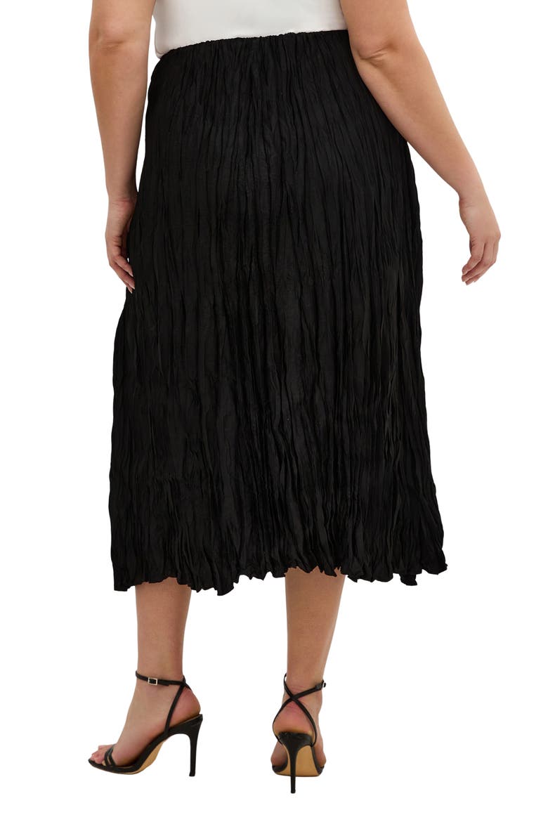 Imogen Pleated Crinkle Midi Skirt, Alternate, color, BLACK