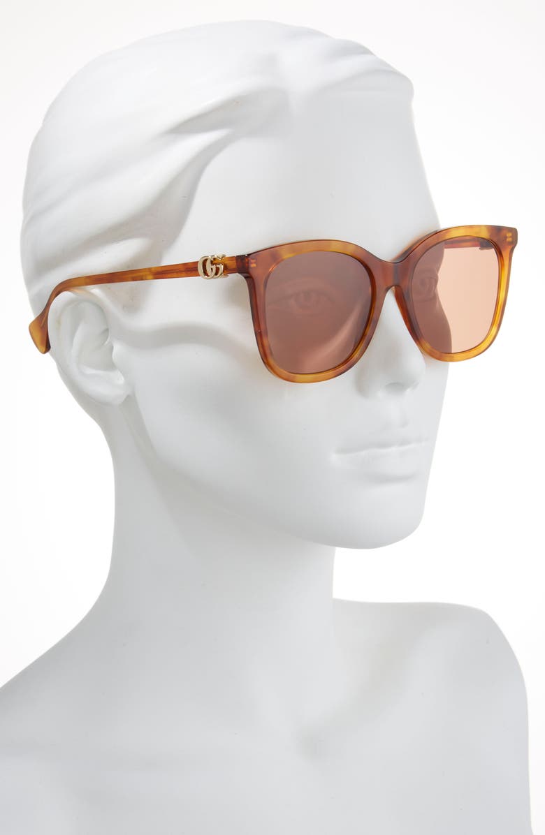 Gucci 55mm Cat Eye Sunglasses, Alternate, color, Havana Havana Brown