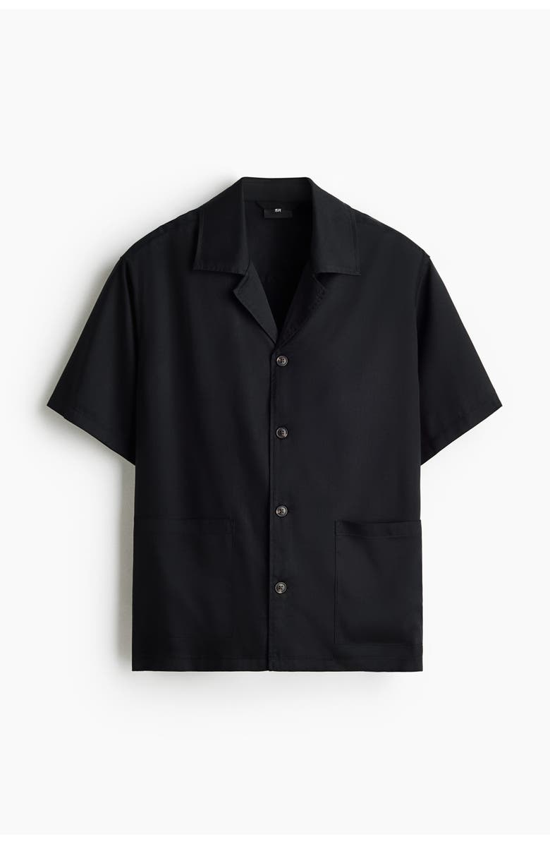 H&M Relaxed Fit Resort Shirt, Main, color, Black