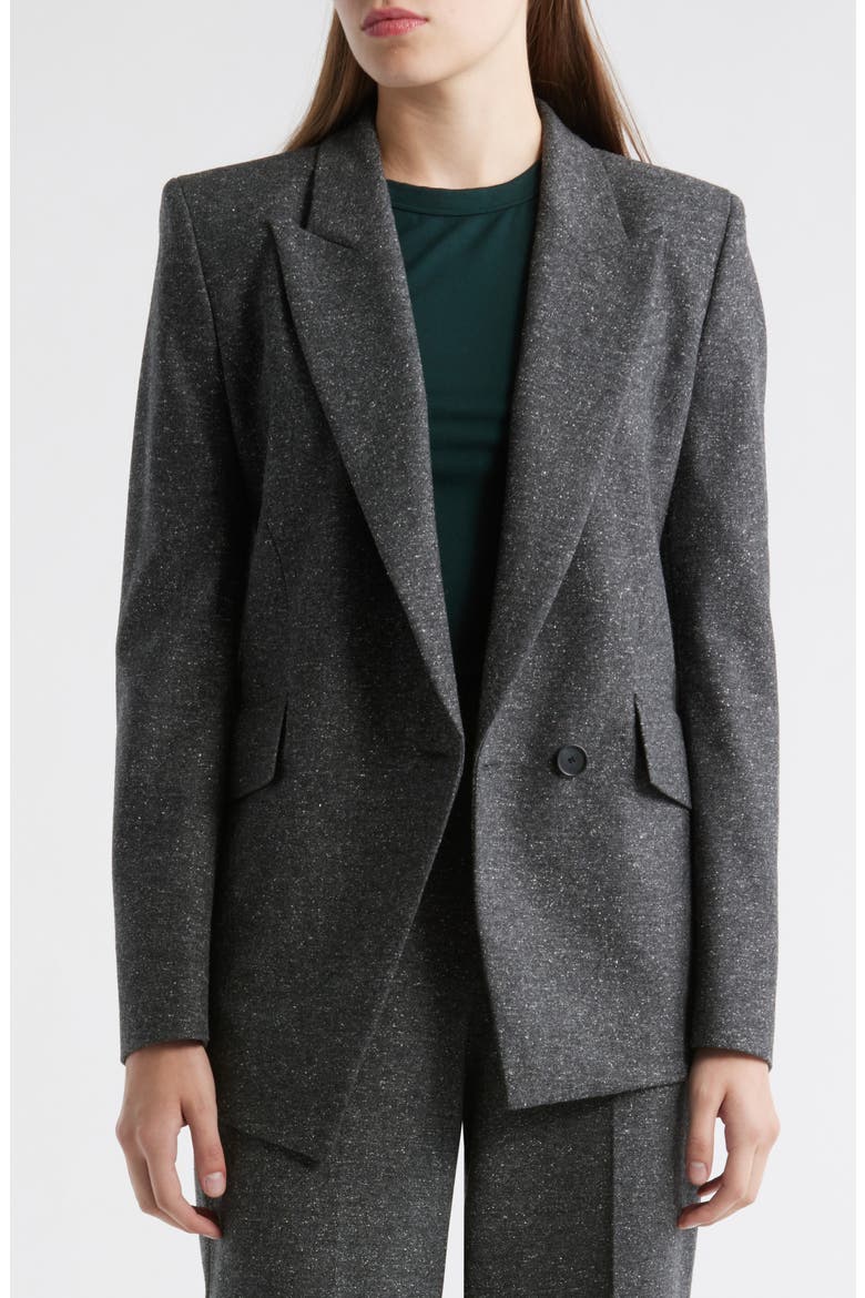 Jarinah Asymmetric Wool Blend Blazer, Alternate, color, CHARCOAL SLUB