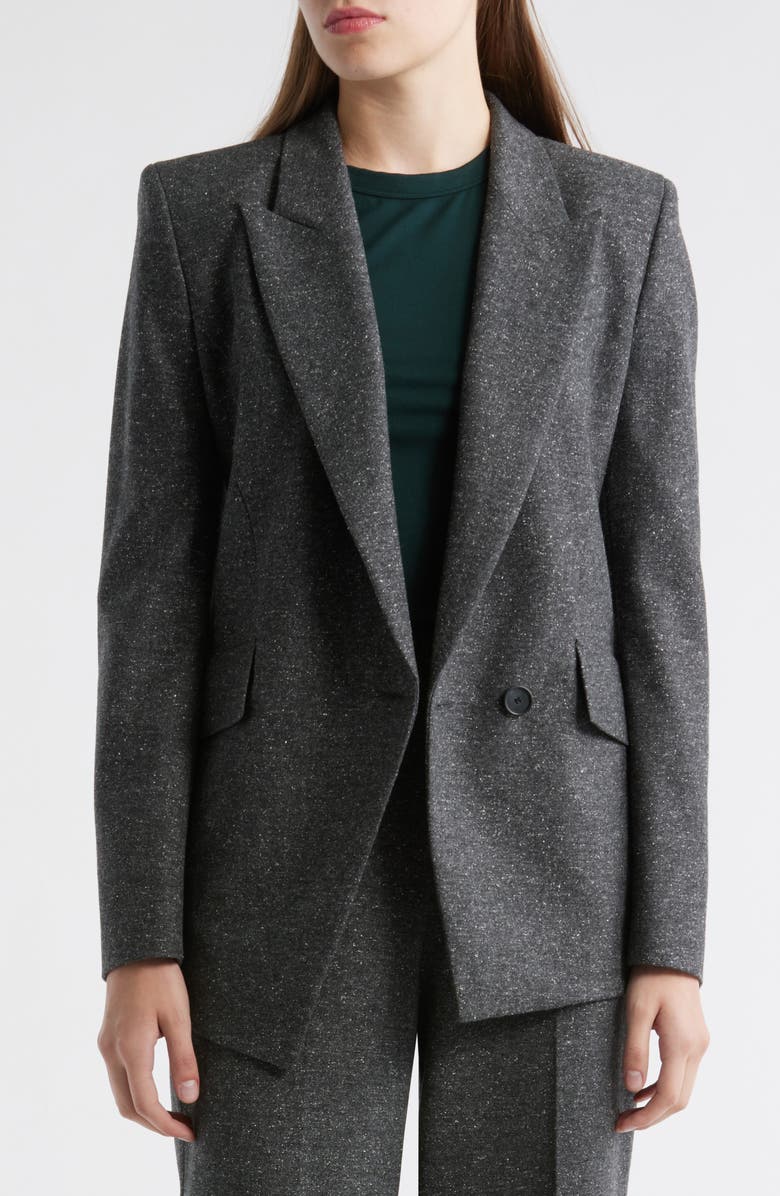 BOSS Jarinah Asymmetric Wool Blend Blazer, Alternate, color, Charcoal Slub