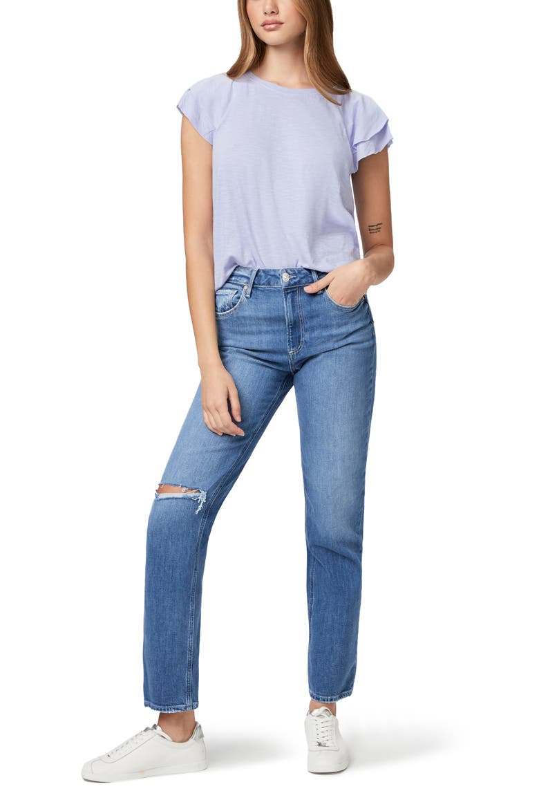 Sarah Ripped High Waist Straight Leg Jeans, Alternate, color, GRNADADEST