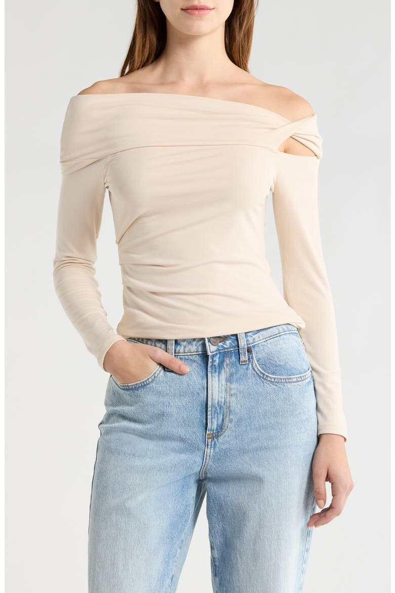 One-Shoulder Top, Main, color, BEIGE