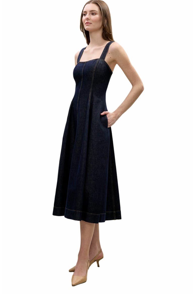 Gabrielle Denim Dress, Alternate, color, DEEP SEA WASH