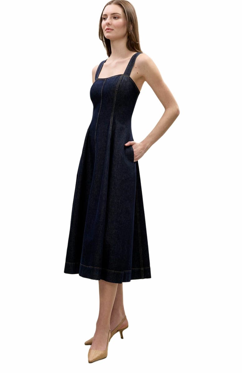 Rebecca Taylor Gabrielle Denim Dress, Alternate, color, Deep Sea Wash