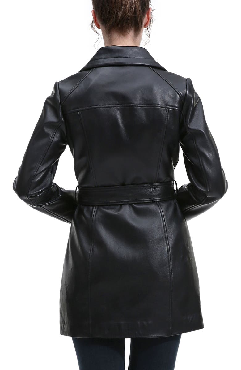 Kimi & Kai Ada Leather Trench Coat, Alternate, color, Black