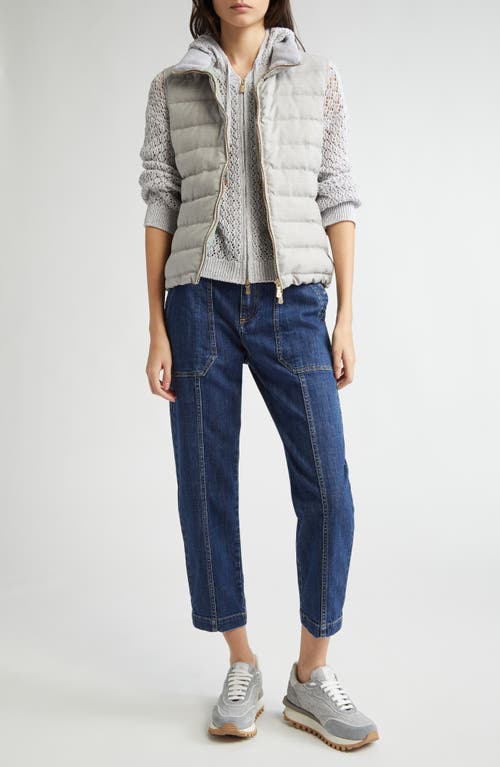 Eleventy Wool Blend Down Puffer Vest In Light Melange Grey
