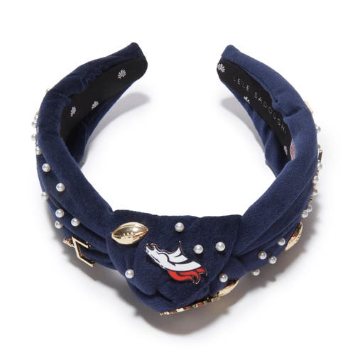 Lele Sadoughi Denver Broncos Embellished Knotted Headband In Blue