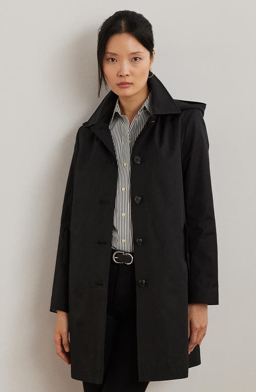 Ralph Lauren Lauren Longline Raincoat With Removable Hood In Black