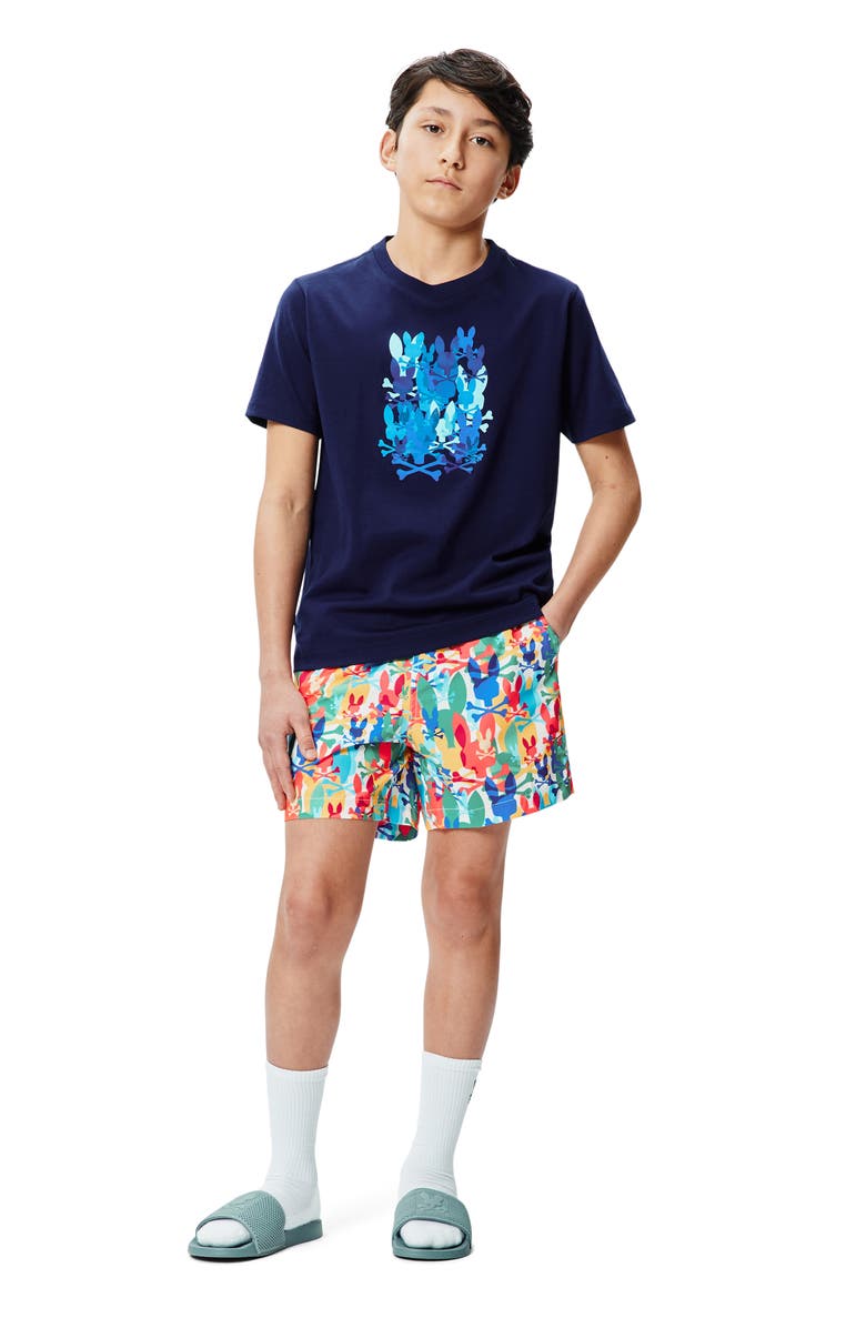 Psycho Bunny Kids' Tanner Pima Cotton Graphic T-Shirt, Alternate, color, Evening Blue