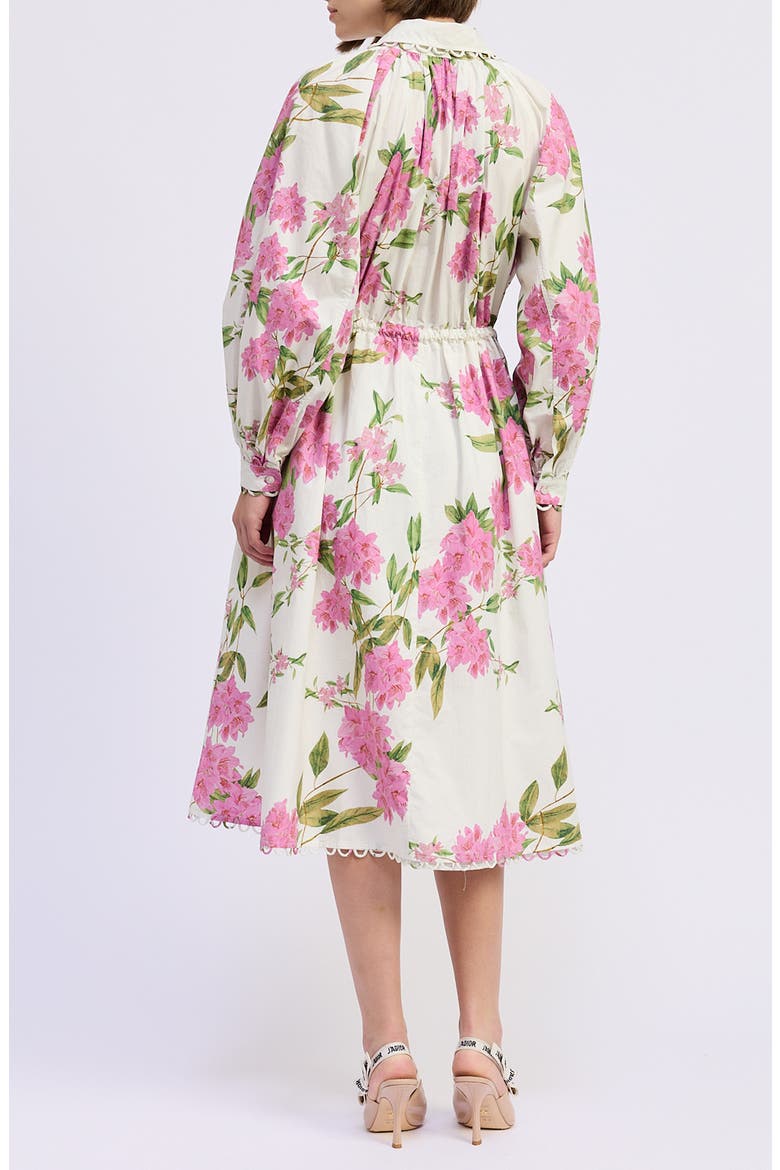 Esther Long Sleeve Floral Midi Shirtdress, Alternate, color, WHITE PINK SAGE