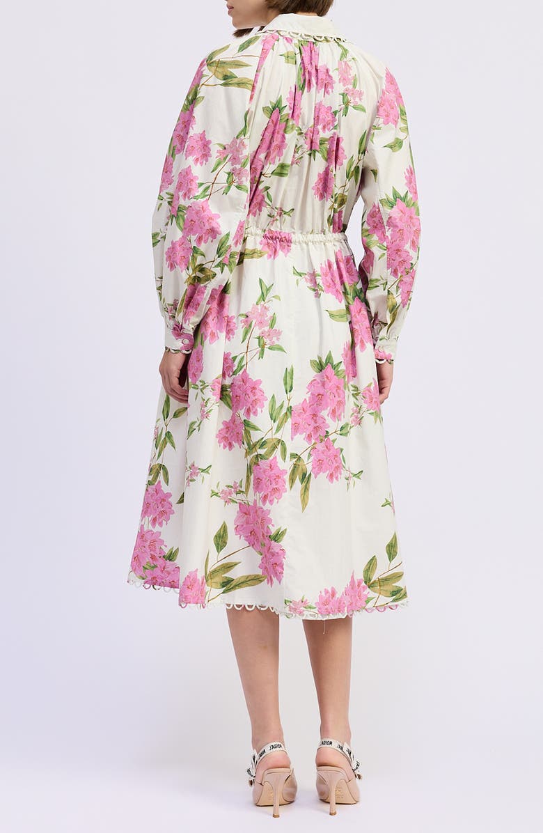 En Saison Esther Long Sleeve Floral Midi Shirtdress, Alternate, color, White Pink Sage