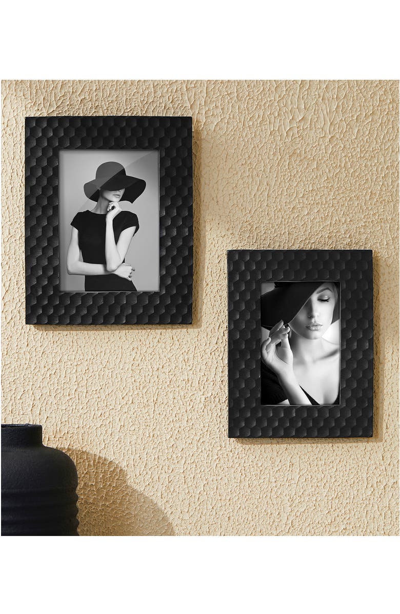 Glitzhome Set of 2 Resin Wall or Tabletop Picture Frames-4X6 & 5X7, Alternate, color, Black