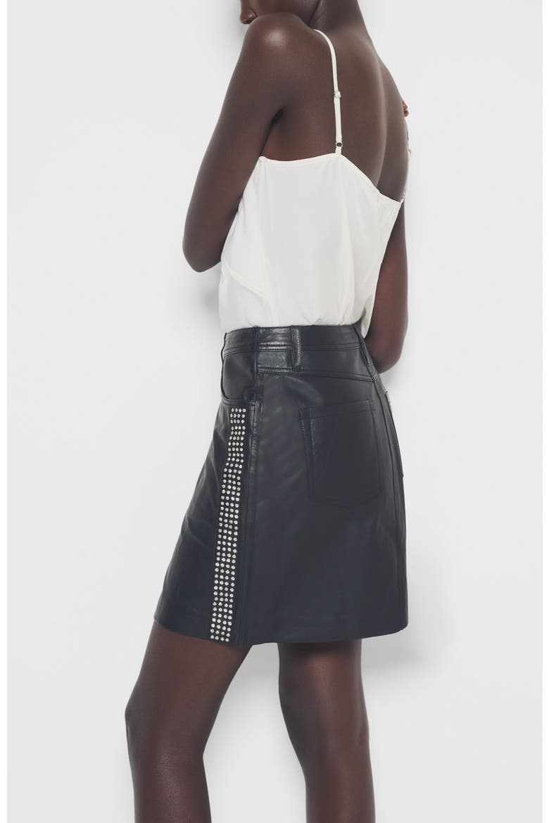 Ryder Upcycled Leather Skirt, Alternate, color, Black