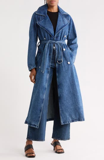 rag & bone Ginny Denim Trench Coat in Grady at Nordstrom Rack, Size Large