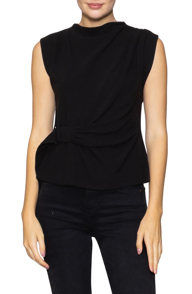 MELLODAY Buckle Front Extended Sleeve Top, Main, color, Black