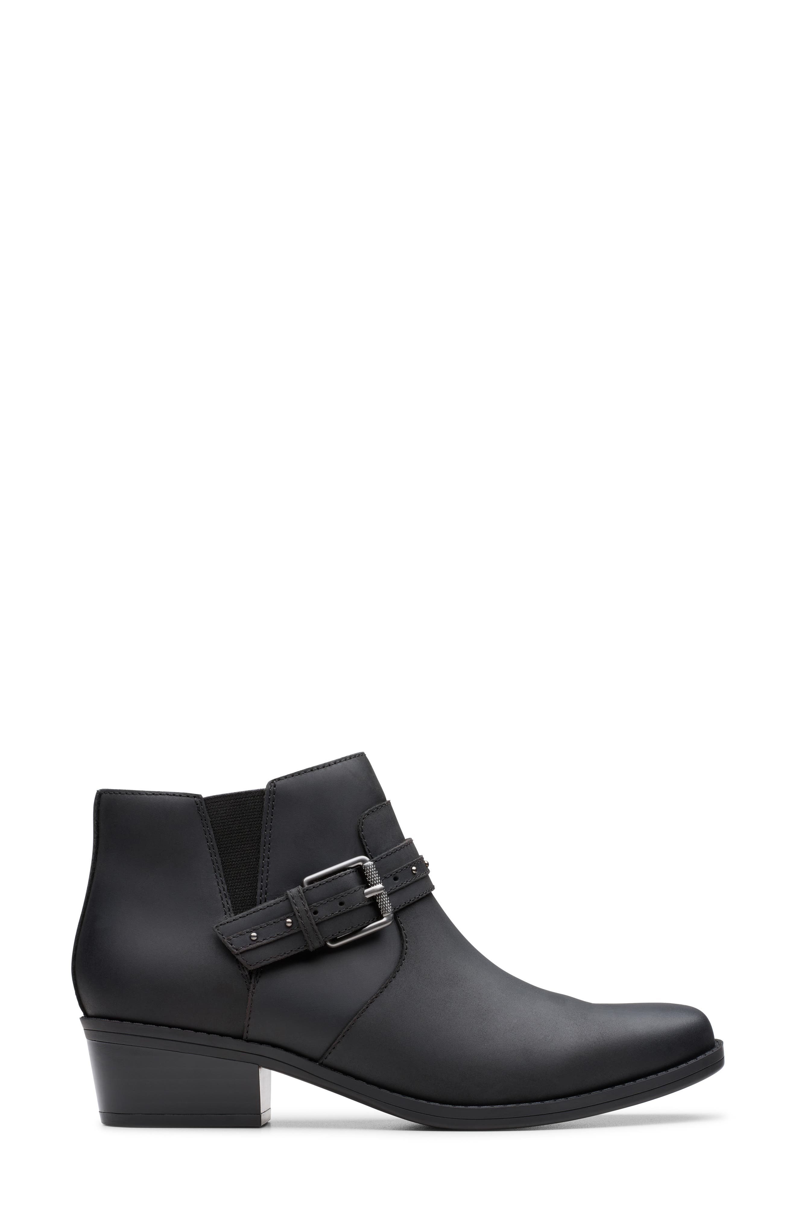 Clarks<sup>®</sup> Danyelle Wish Ankle Bootie - Wide Width Available, Alternate, color, Black Oily Leather