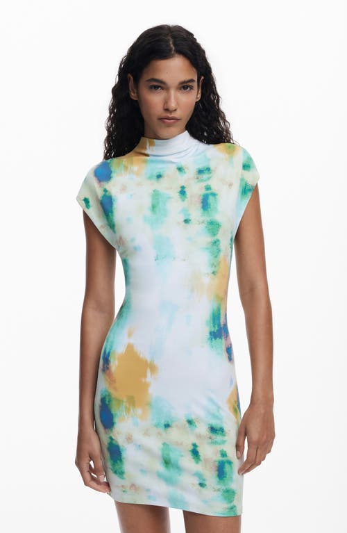 Desigual Mock Neck Dress In Blue